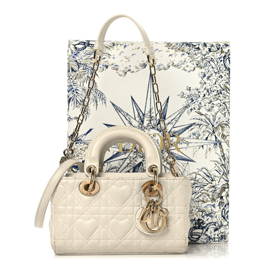 Christian Dior Lambskin Cannage Dioramour Micro Lady D-Joy Latte