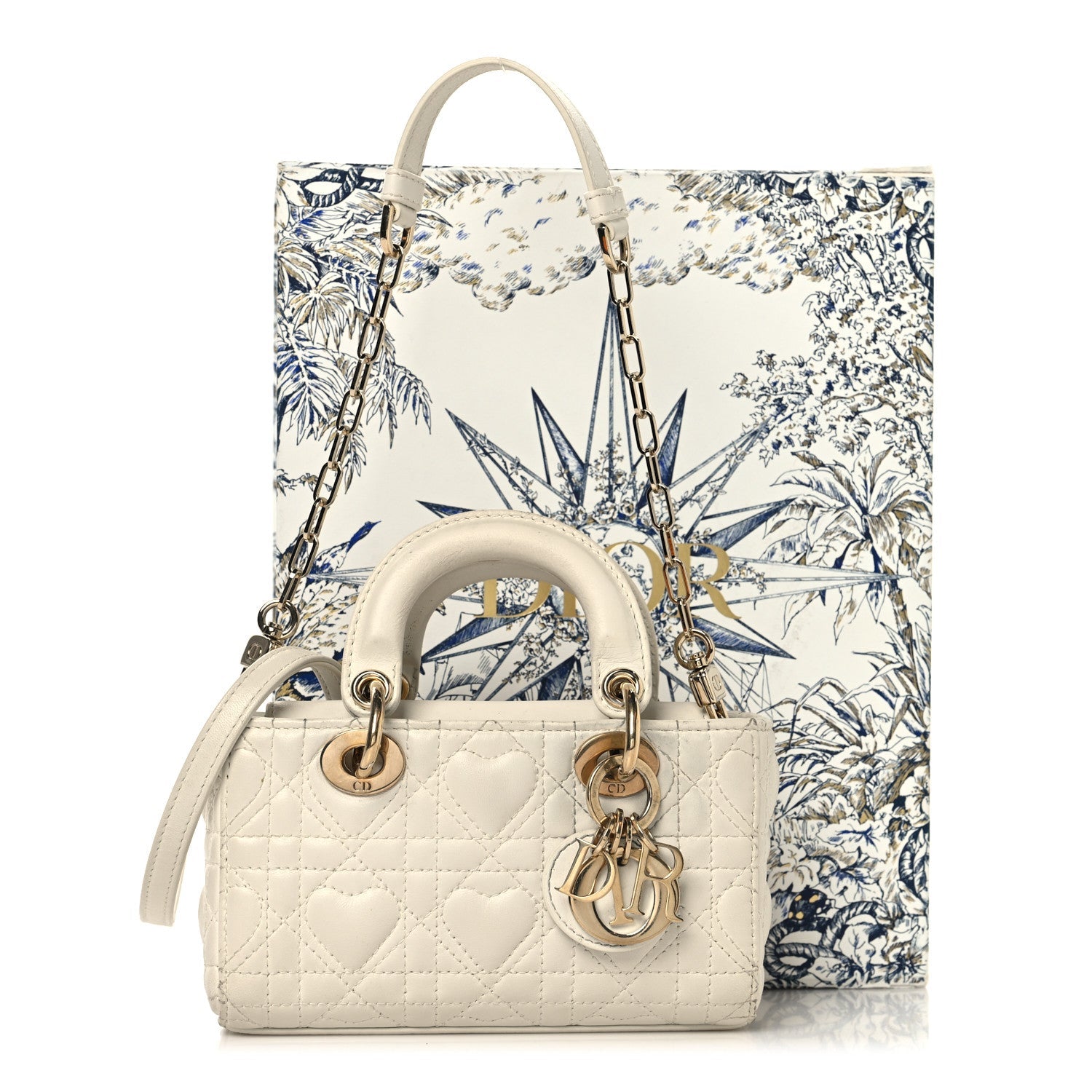 Christian Dior Lambskin Cannage Dioramour Micro Lady D-Joy Latte