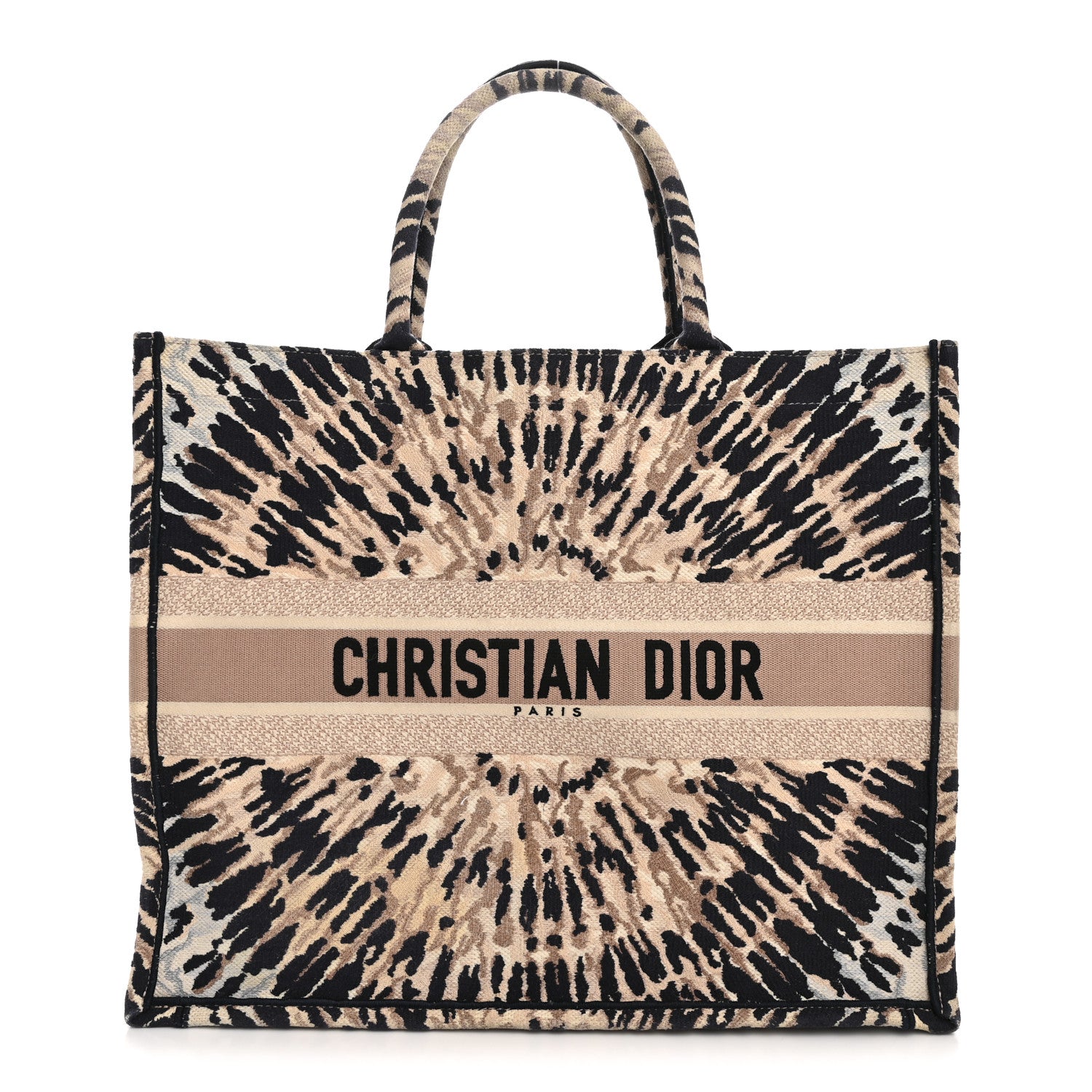 Christian Dior Canvas Embroidered Tie Dye Large Book Tote Multicolor