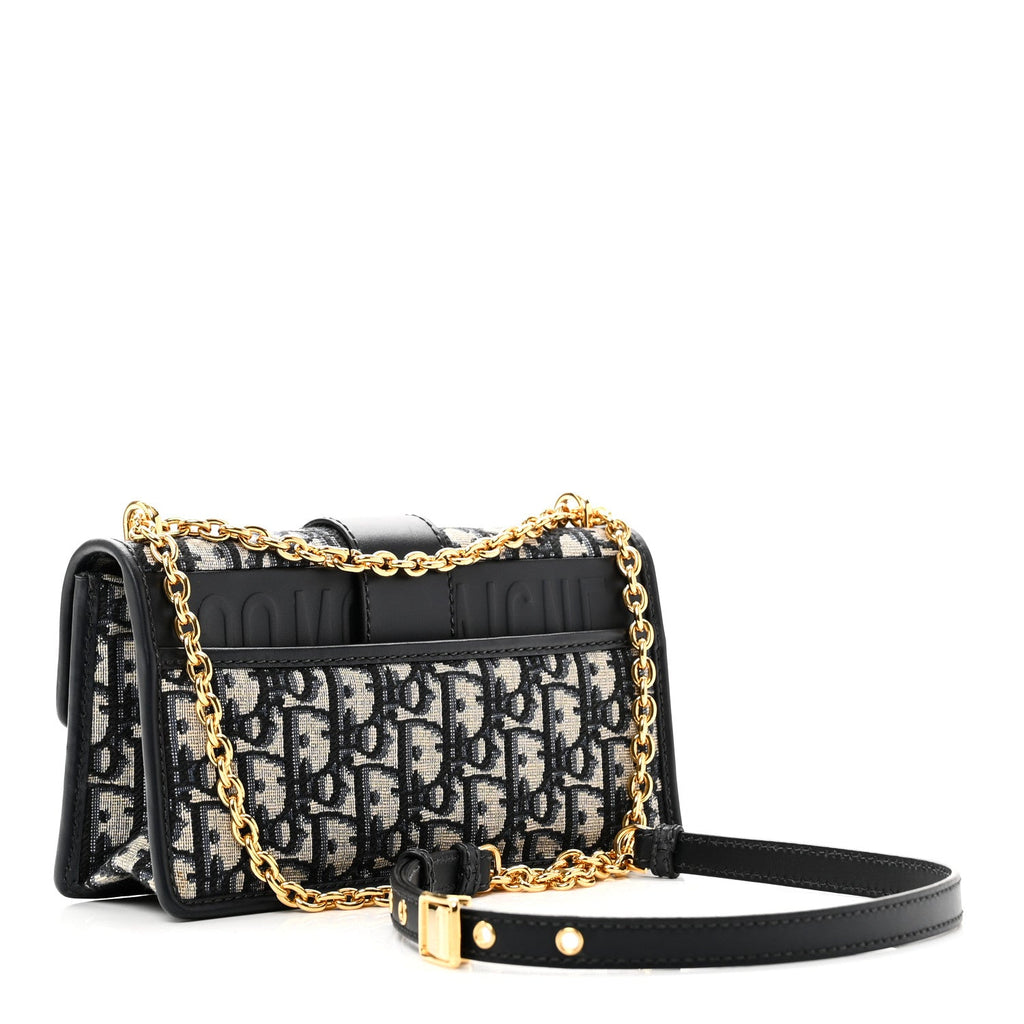 Christian Dior Oblique 30 Montaigne East West Chain Flap Bag Blue