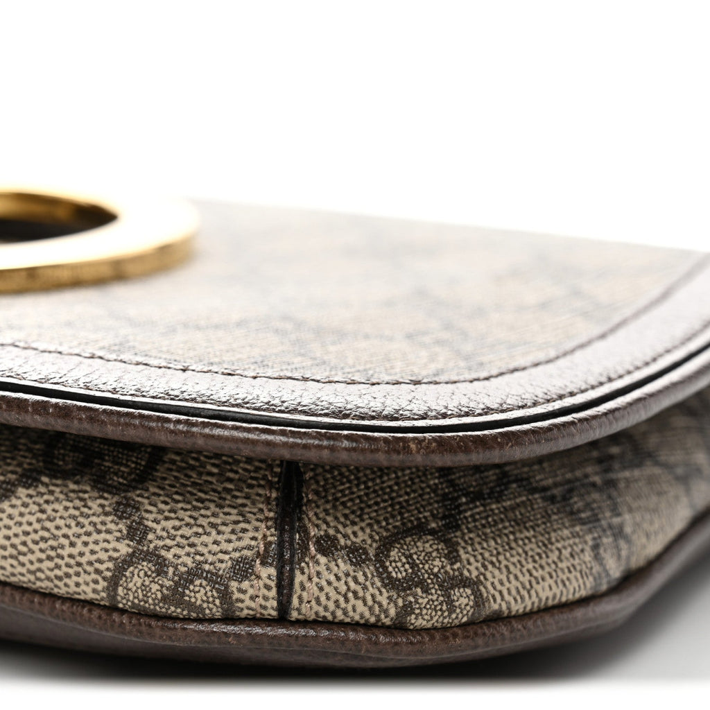 Gucci GG Supreme Monogram Textured Dollar Calfskin Blondie Chain Shoulder Flap Bag Beige Ebony New Acero
