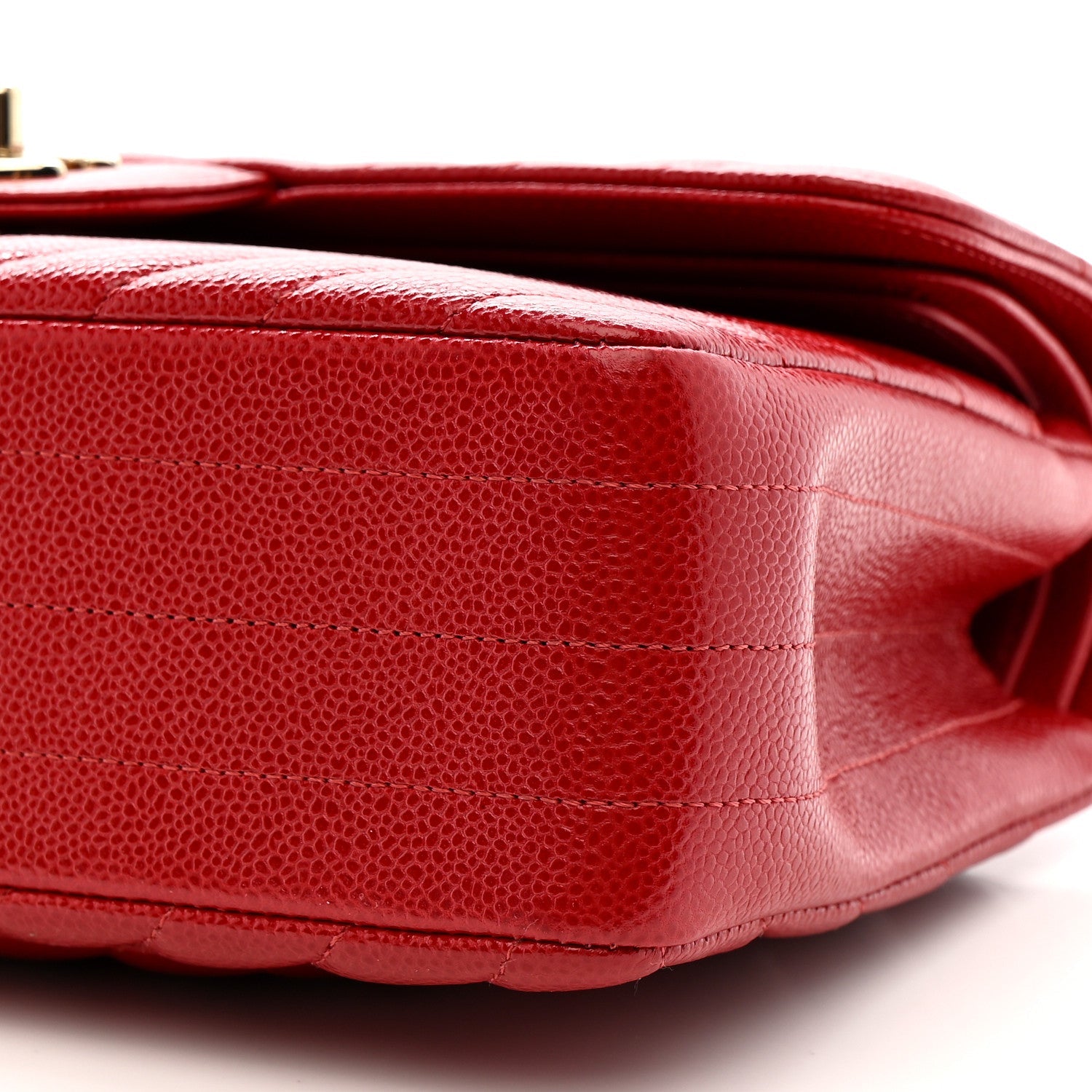 Chanel Caviar Chevron Quilted Small Double Flap Red