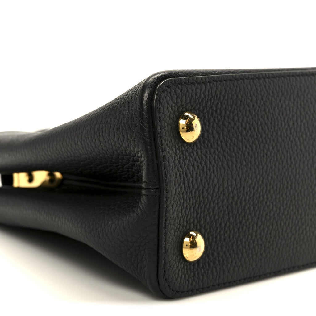 Louis Vuitton Taurillon Capucines PM Black Fuchsia
