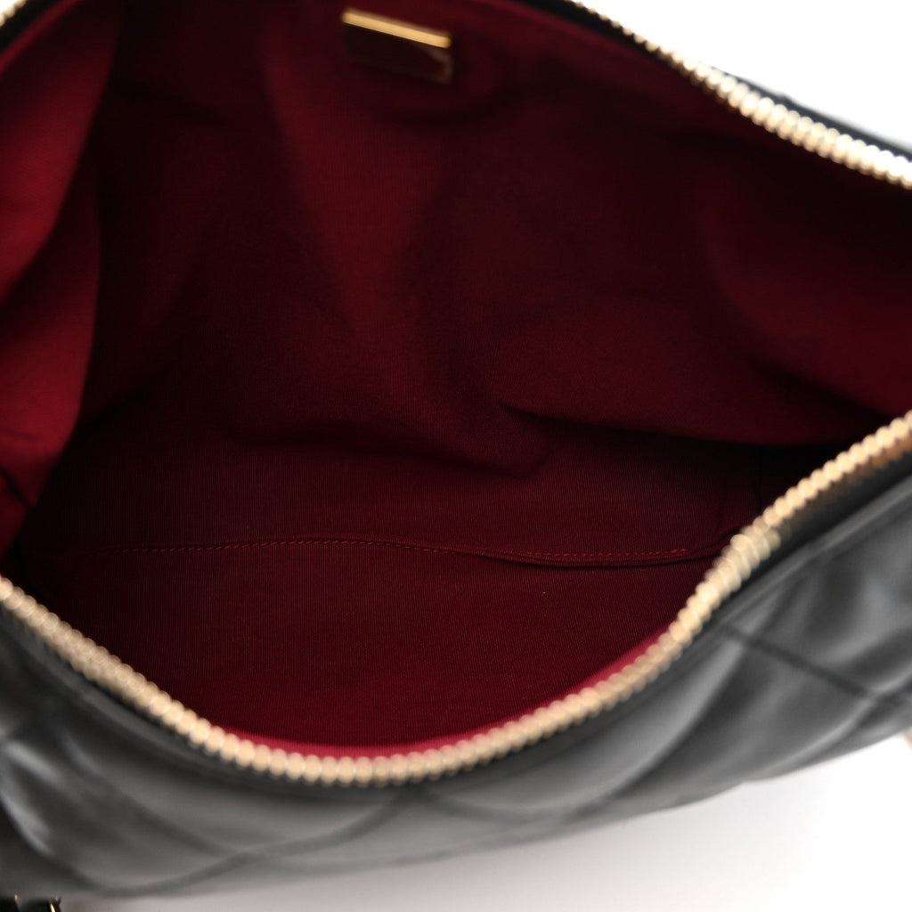 Chanel Lambskin Quilted Maxi Hobo Black