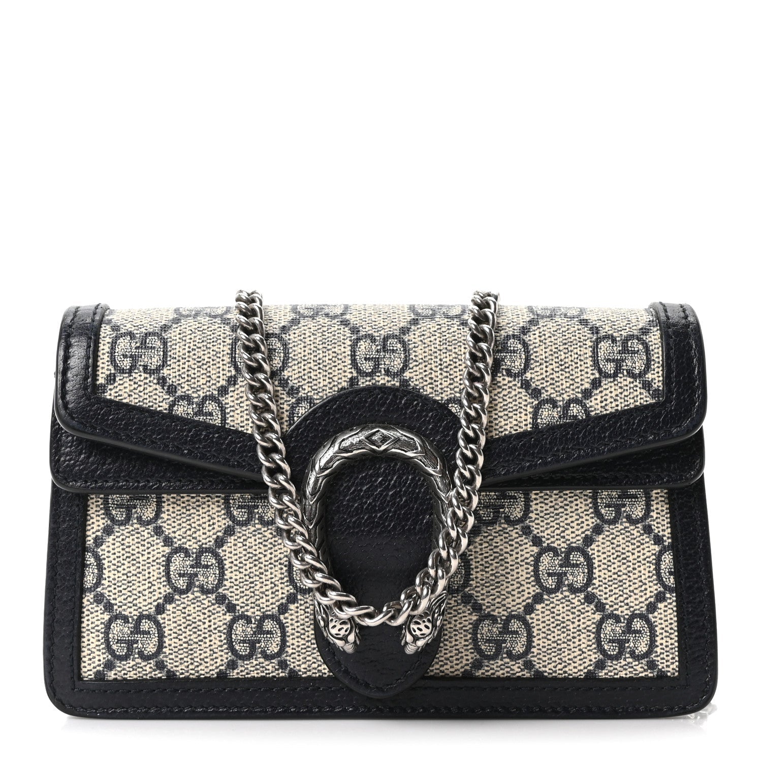 Gucci GG Supreme Monogram Textured Dollar Calfskin Super Mini Dionysus Shoulder Bag Beige Blue