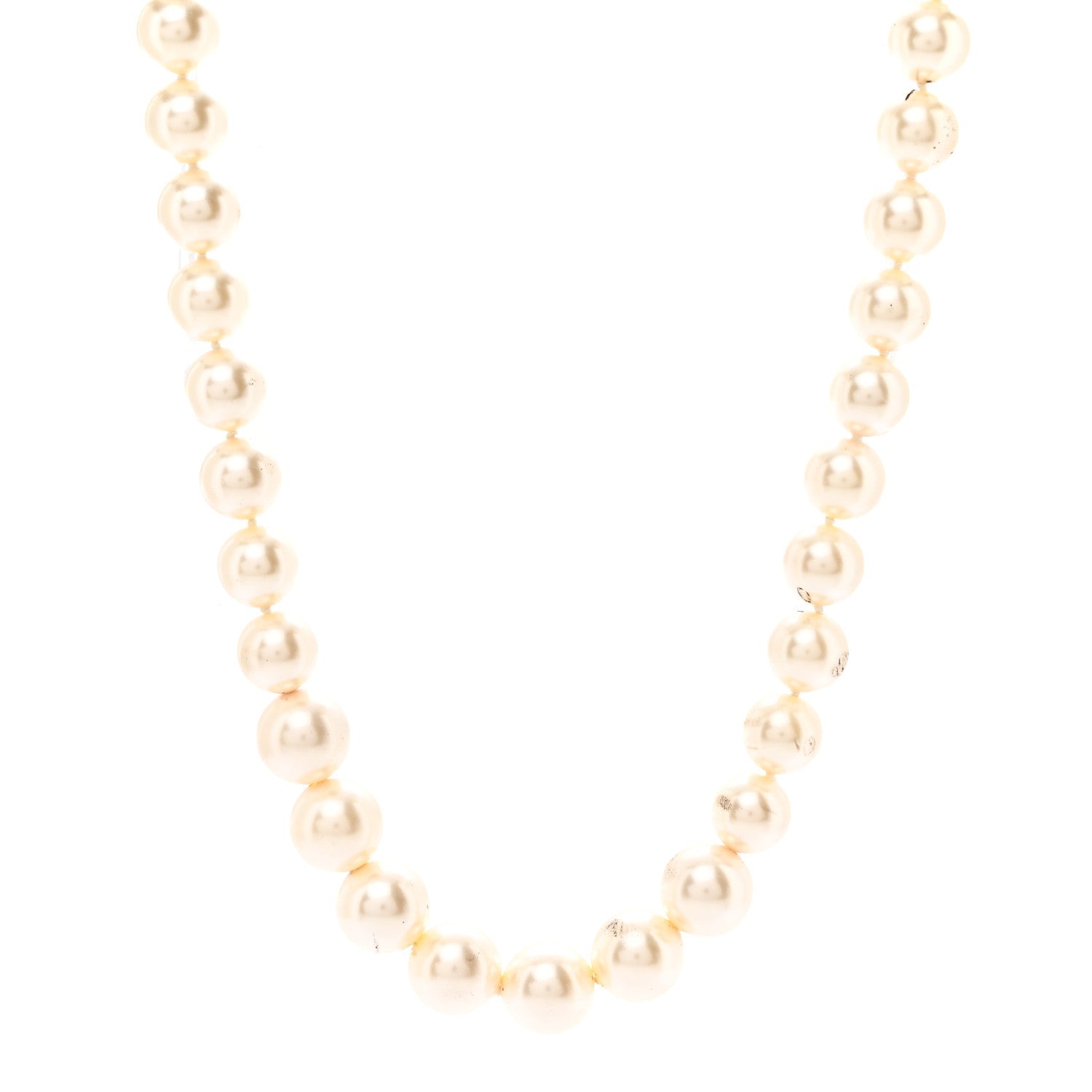Graduated Pearl CC Long Necklace Gold