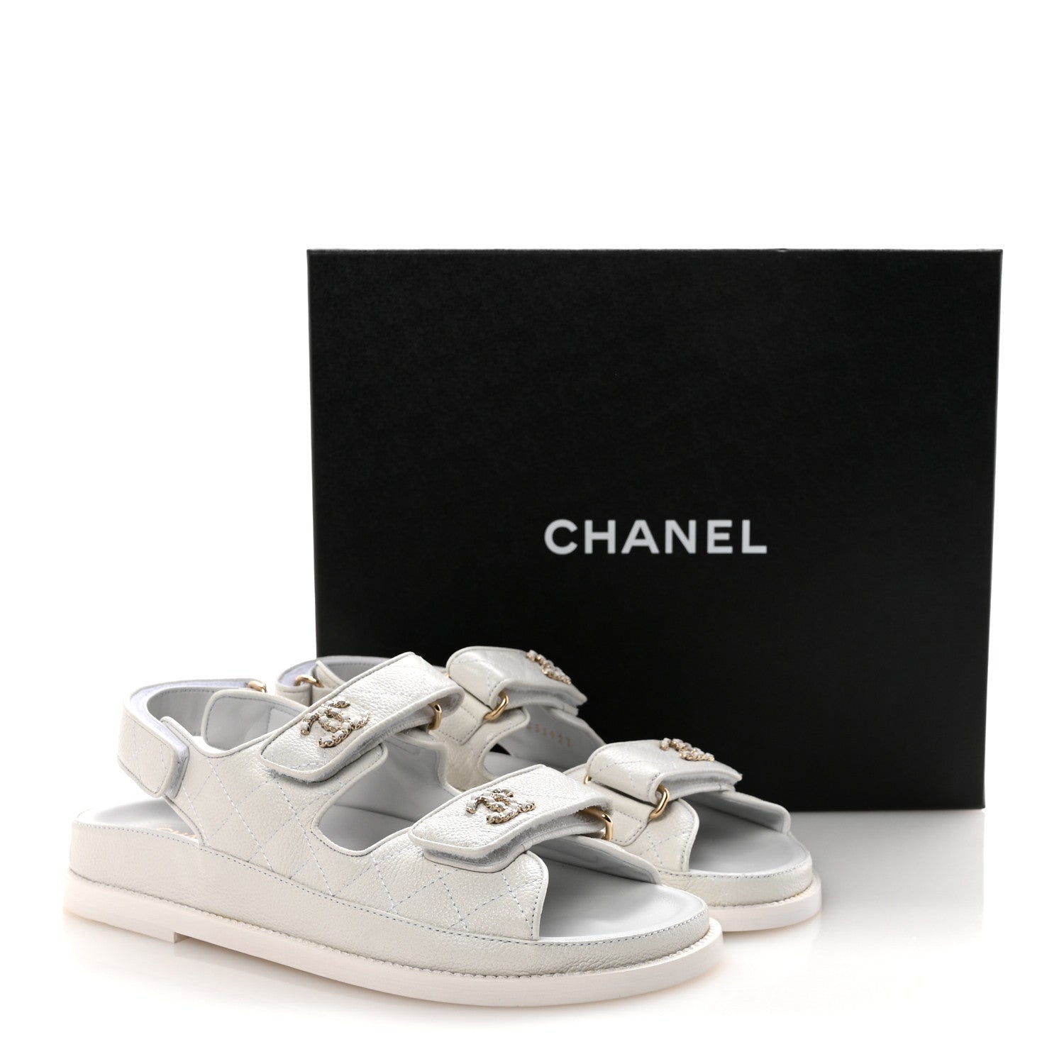 Grained Calfskin Velcro Dad Sandals 36.5 White