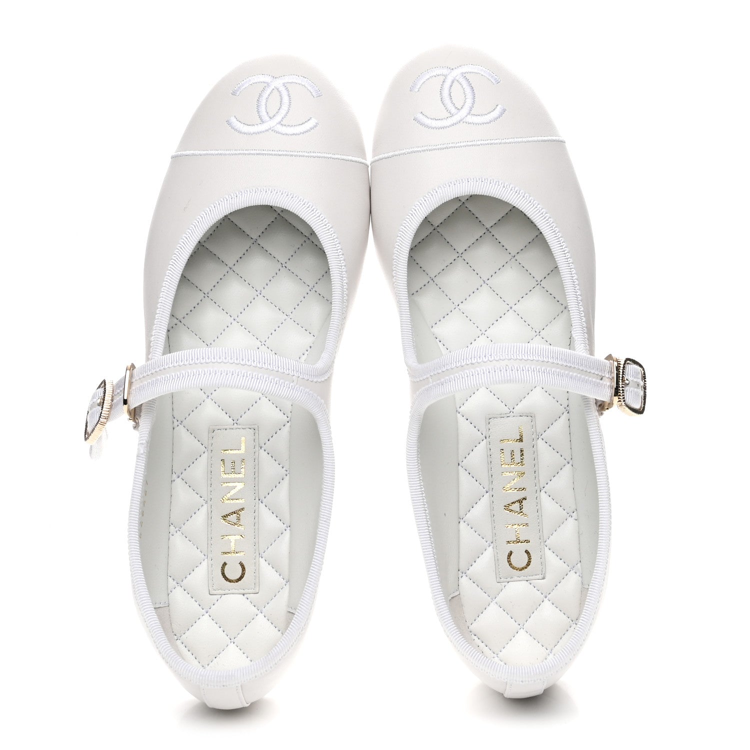 Lambskin Mary Jane Flats 38.5 White