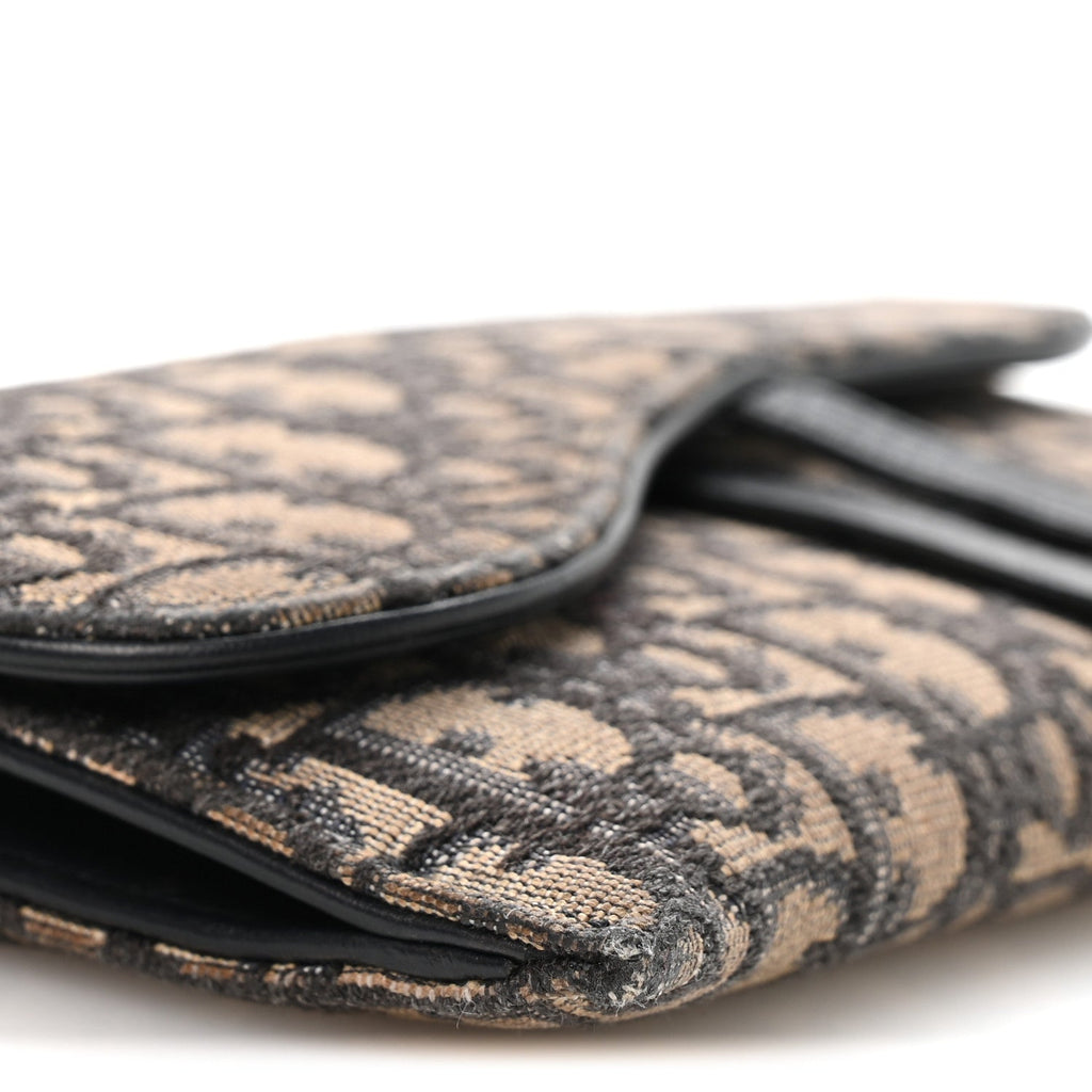 Christian Dior Oblique Saddle Chain Long Wallet  Blue