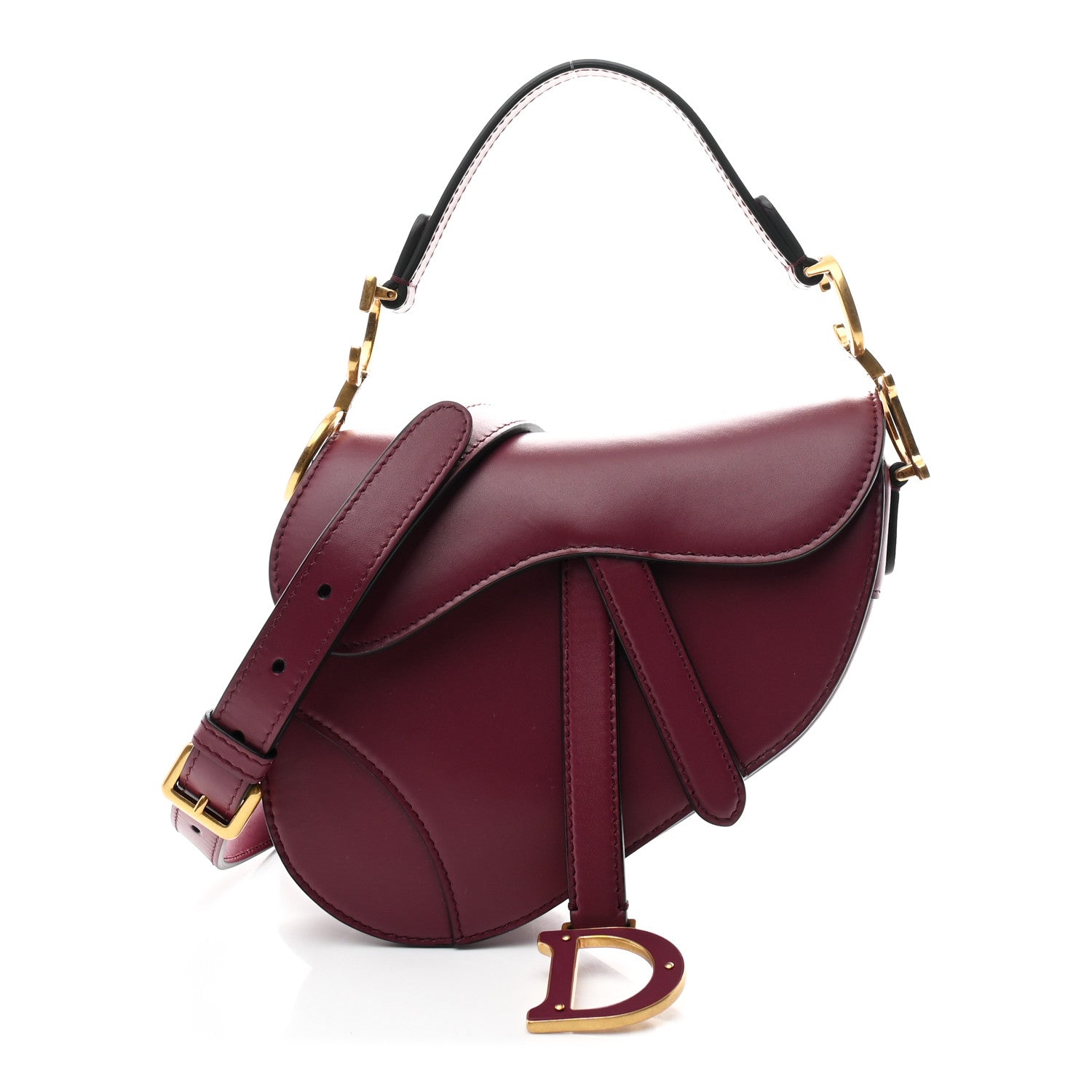Christian Dior Supple Calfskin Mini Saddle Bag With Strap Purple