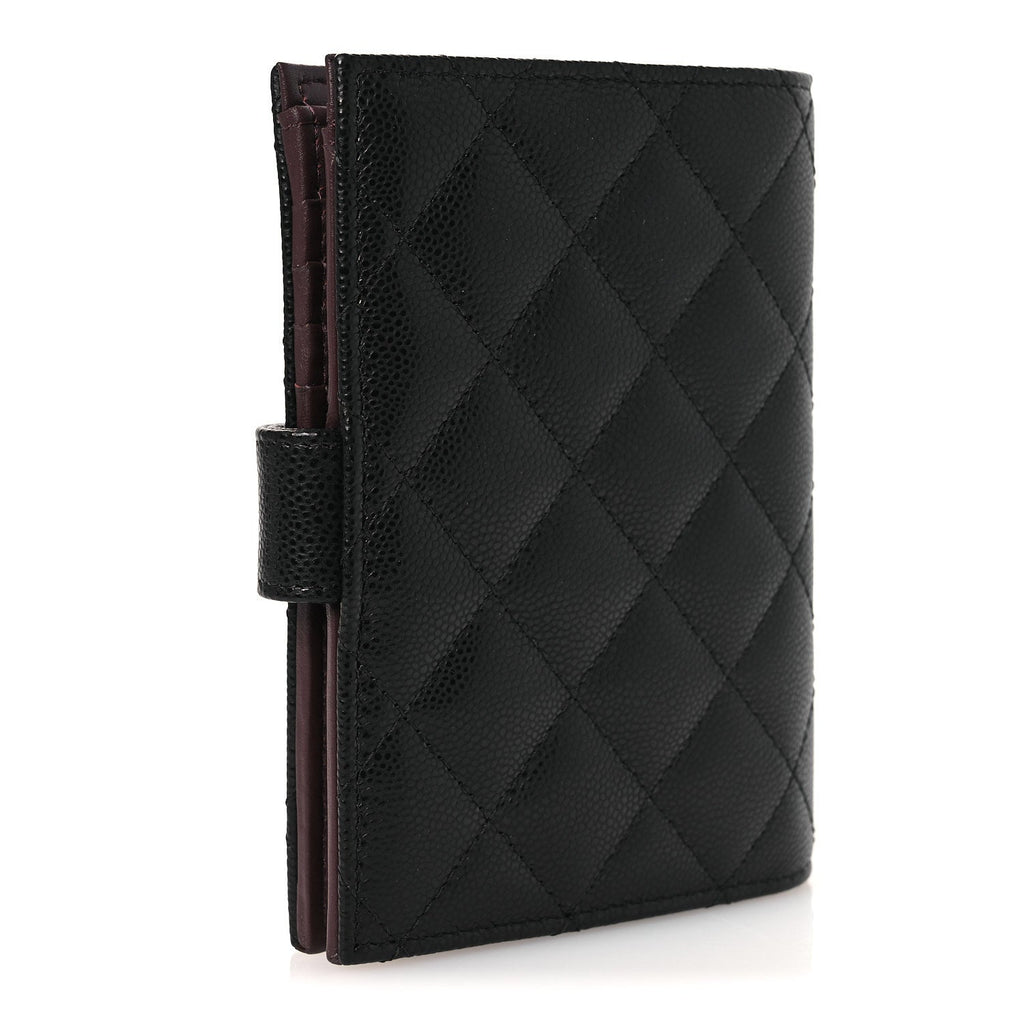 Caviar Quilted Passport Holder Black