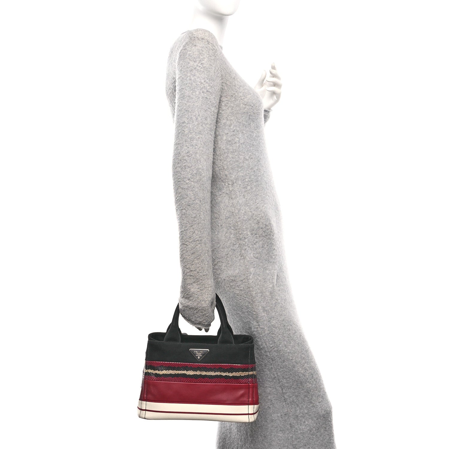Prada Patch Righe Mix Tote Cerise