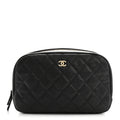Caviar Quilted Medium Curvy Pouch Cosmetic Case Black