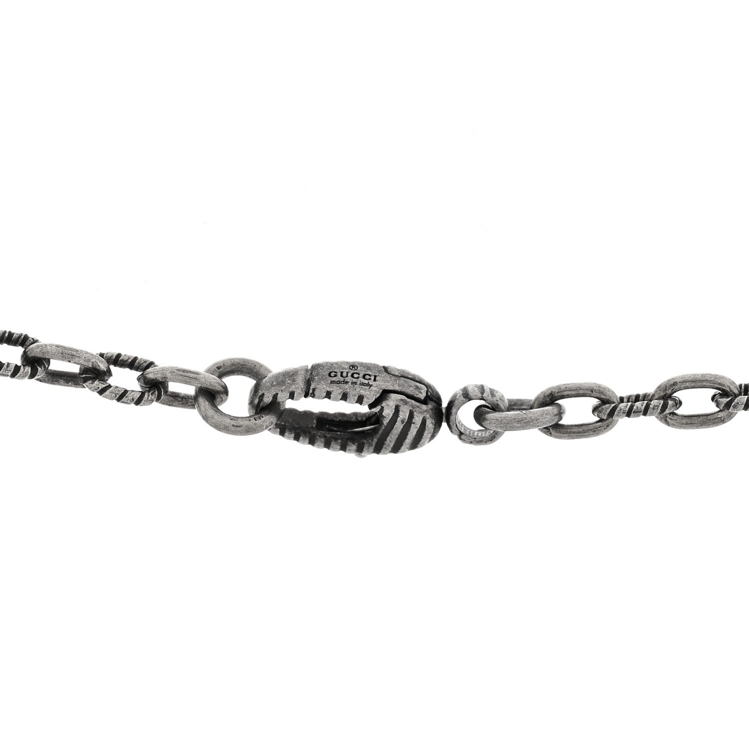 Gucci Sterling Silver Textured Interlocking G Pendant Necklace
