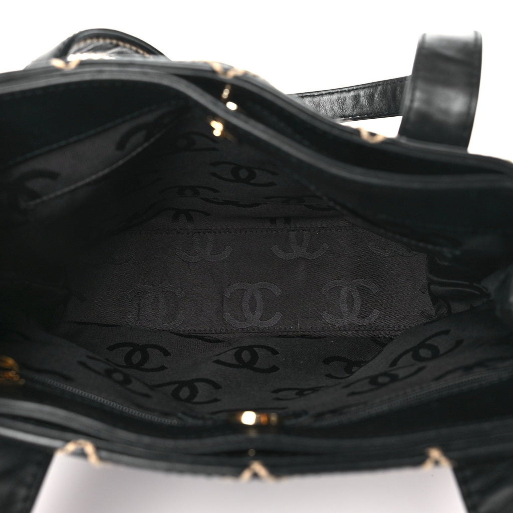 Chanel Calfskin Stitch Small Surpique Tote Black