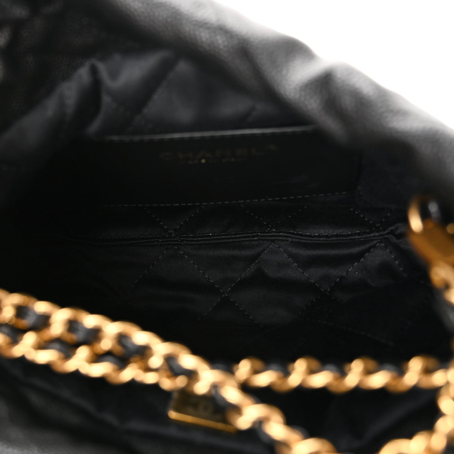 Chanel Shiny Caviar Quilted Monochrome Mini Chanel 22 Black