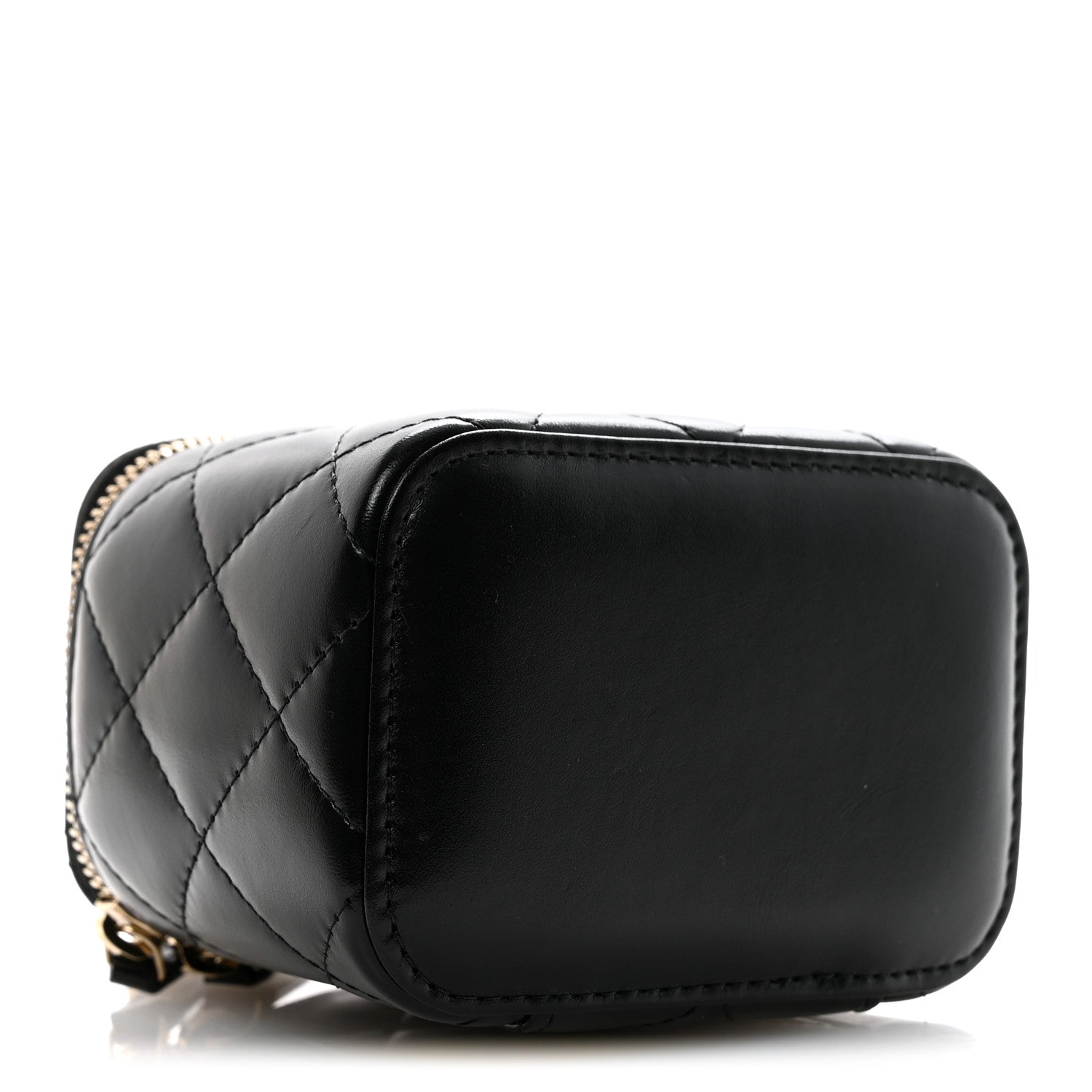Chanel Calfskin Quilted Mini Perfect Fit Vanity Case With Chain Black