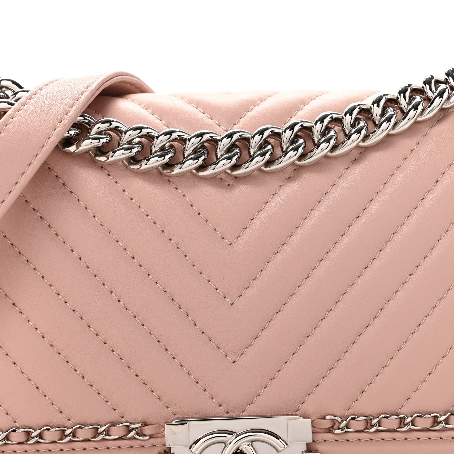 Chanel Calfskin Chevron Tweed Medium Boy Flap Pink