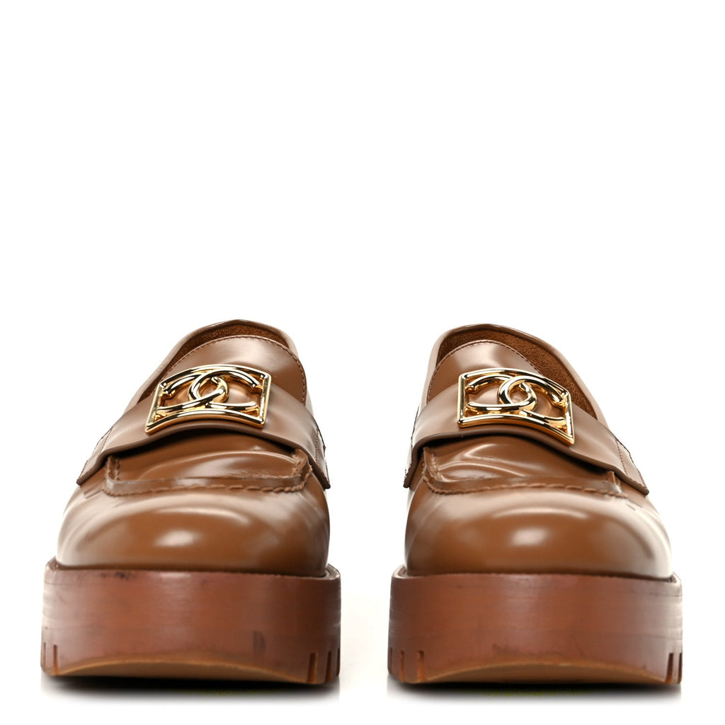 Calfskin Metal CC Loafers 40 Brown