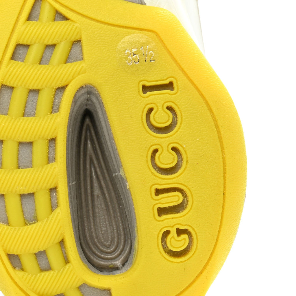 Gucci Technical Knit Fabric Waves Womens Gucci Run Sneakers 35.5 Black Silver Giallo Neon Yellow