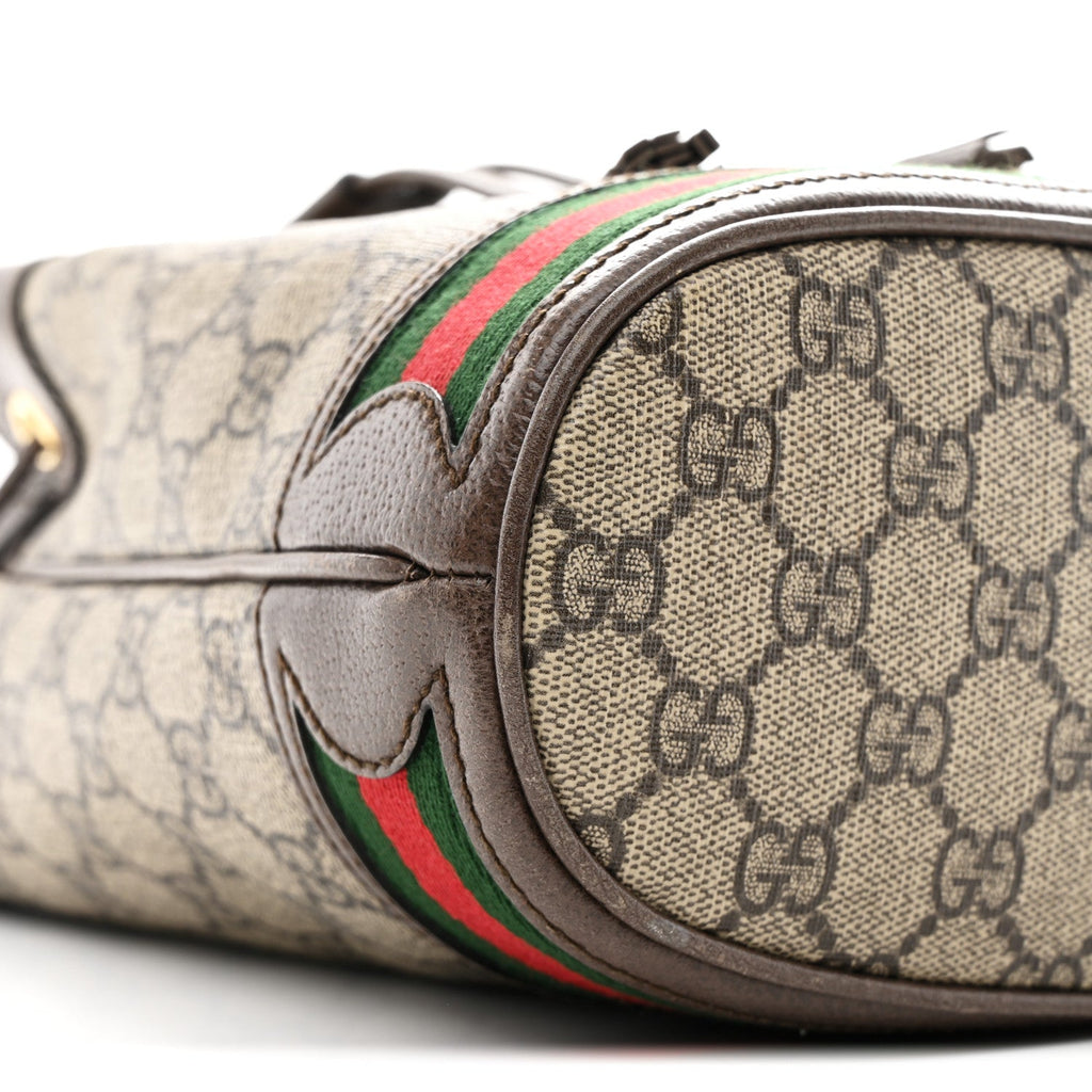 Gucci GG Supreme Monogram Web Small Ophidia Bucket Bag Brown