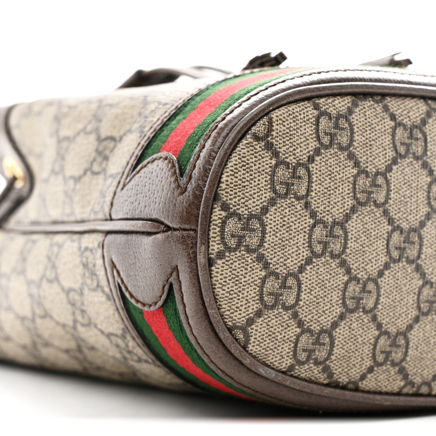 Gucci GG Supreme Monogram Web Small Ophidia Bucket Bag Brown