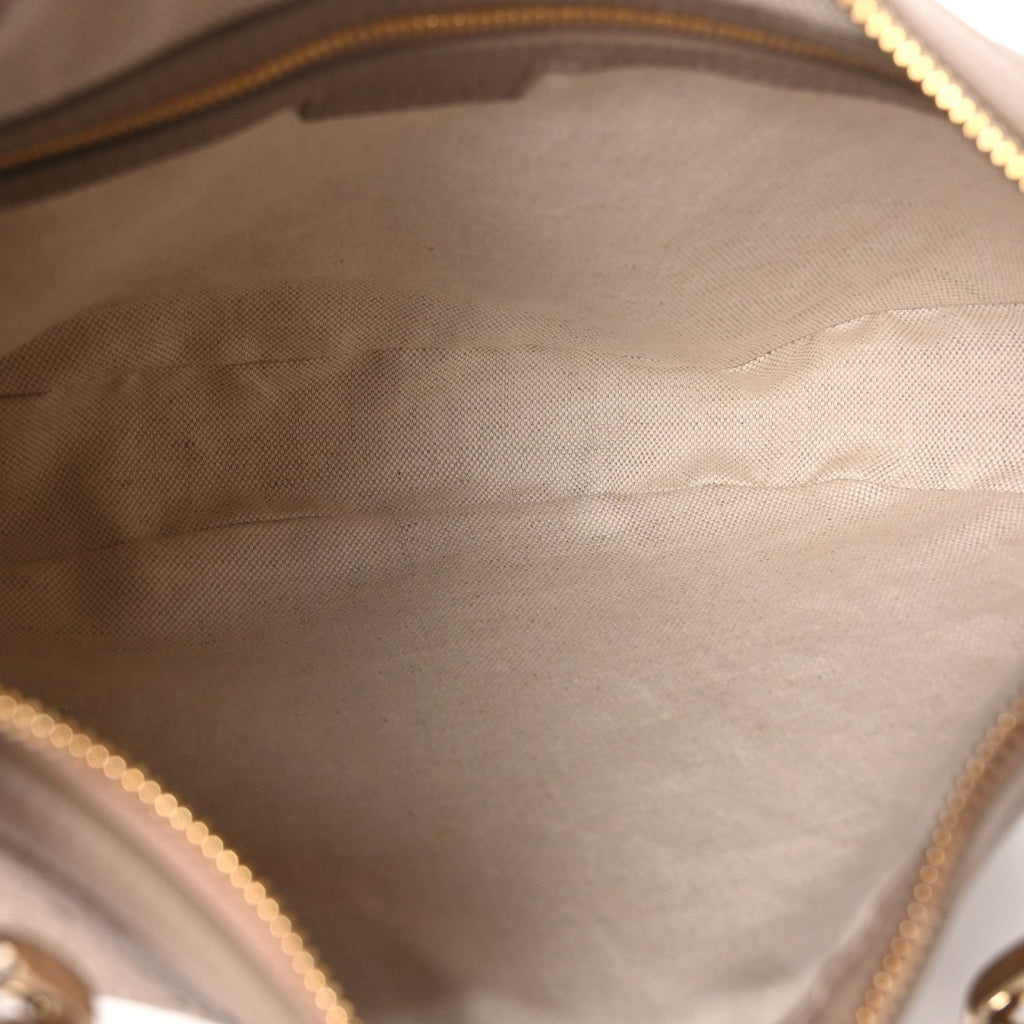 Gucci GG Grainy Calfskin Emblem Large Half Moon Shoulder Bag Taupe