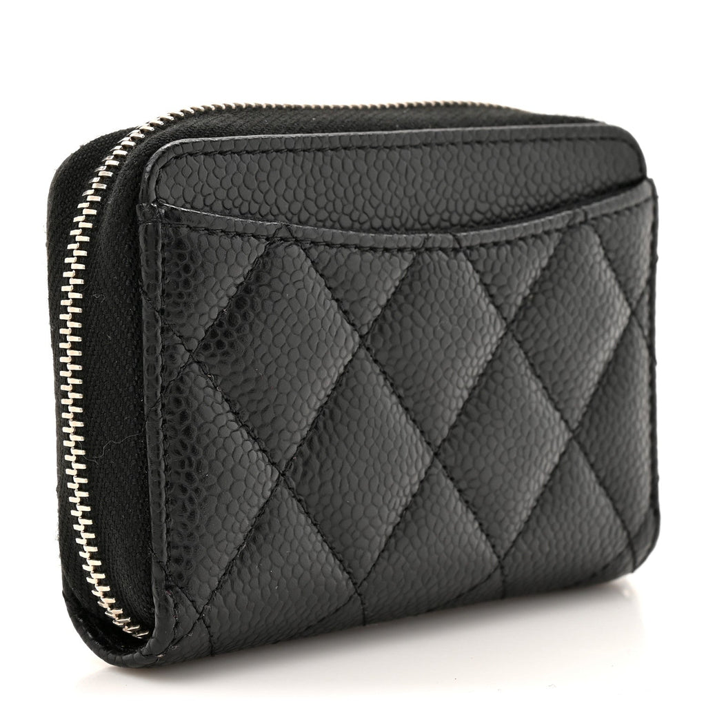 Caviar Quilted Zip Coin Purse Black