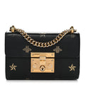 Gucci Grained Calfskin Bee Star Small Padlock Shoulder Bag Black