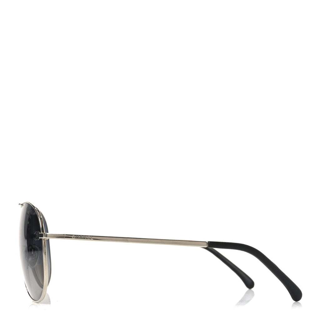 Metal Polarized CC Aviator Sunglasses 4189-T-Q Silver