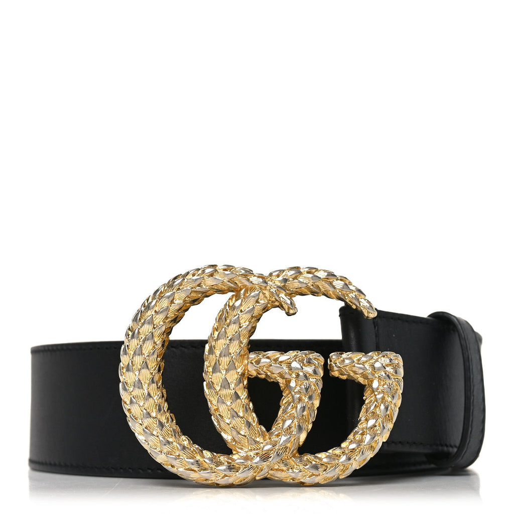 Gucci Moon Calfskin Scales Double G 40mm Belt 95 38 Black