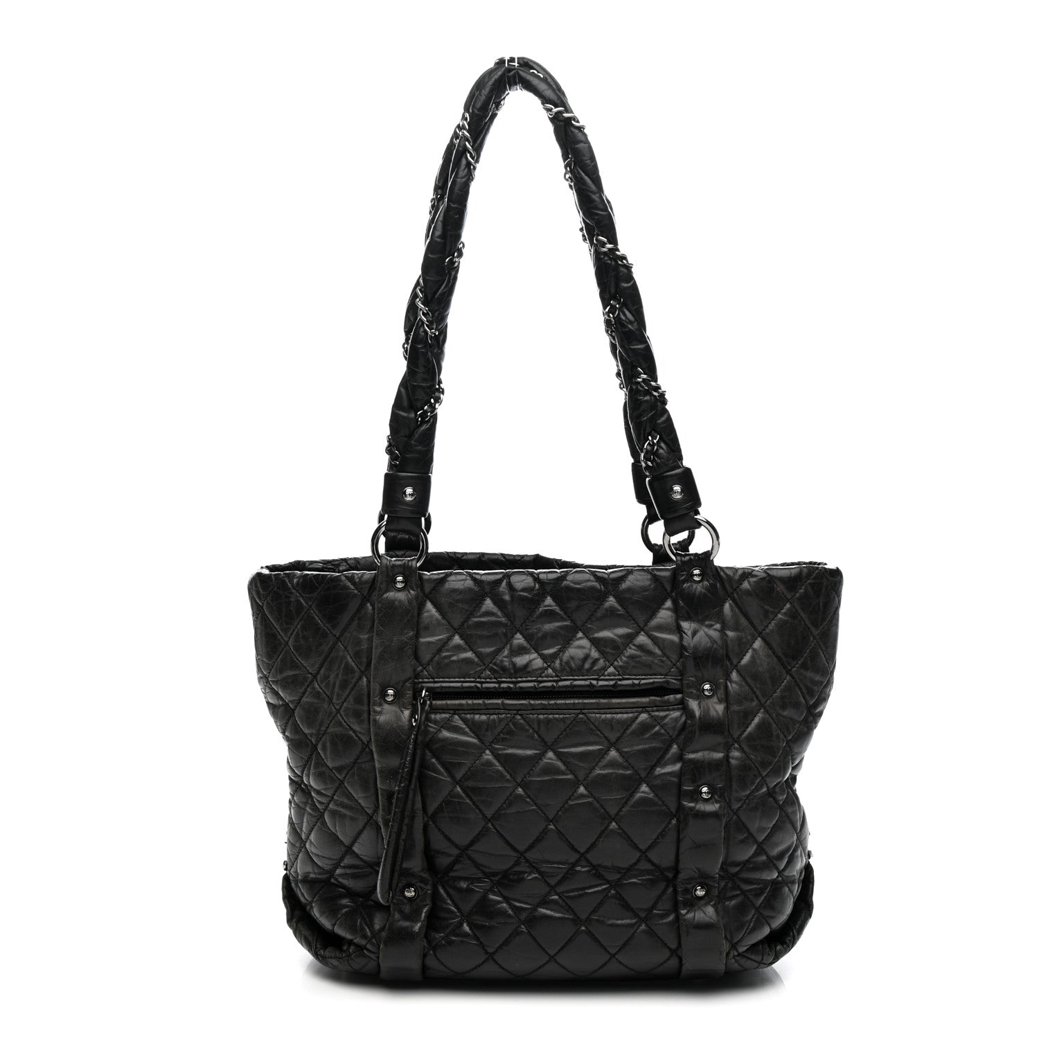 Chanel Distressed Lambskin Vintage Ligne Lady Braid Tote Black