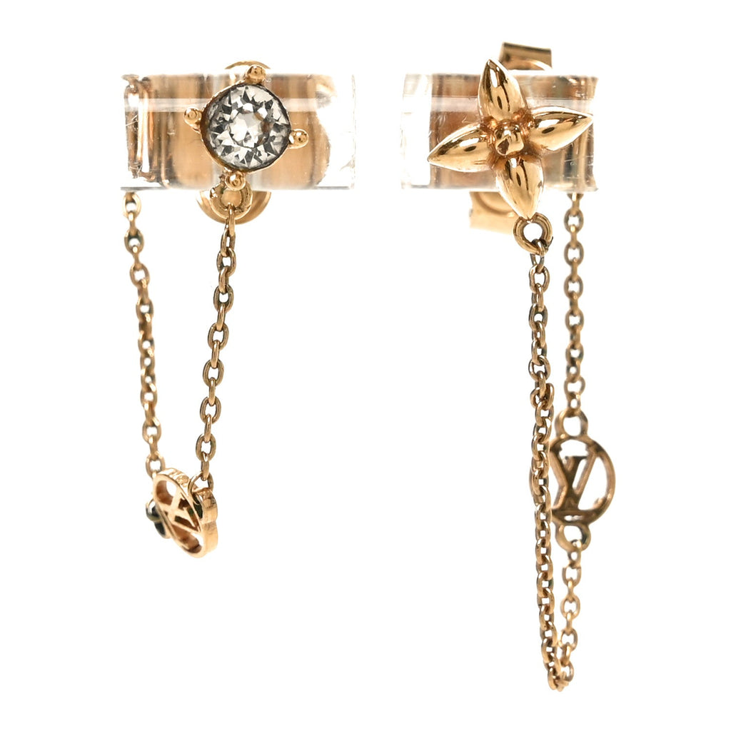 Louis Vuitton Metal Crystal Petit Louis Earrings Gold