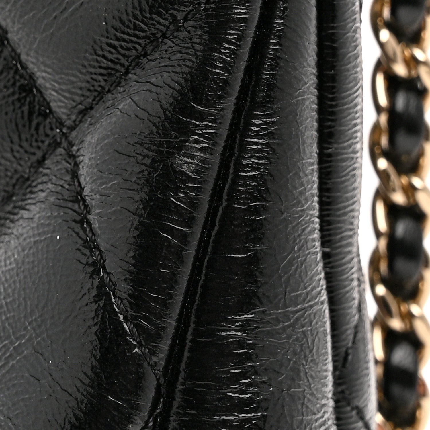 Chanel Shiny Crumpled Calfskin Quilted Small 31 Shopping Bag Black