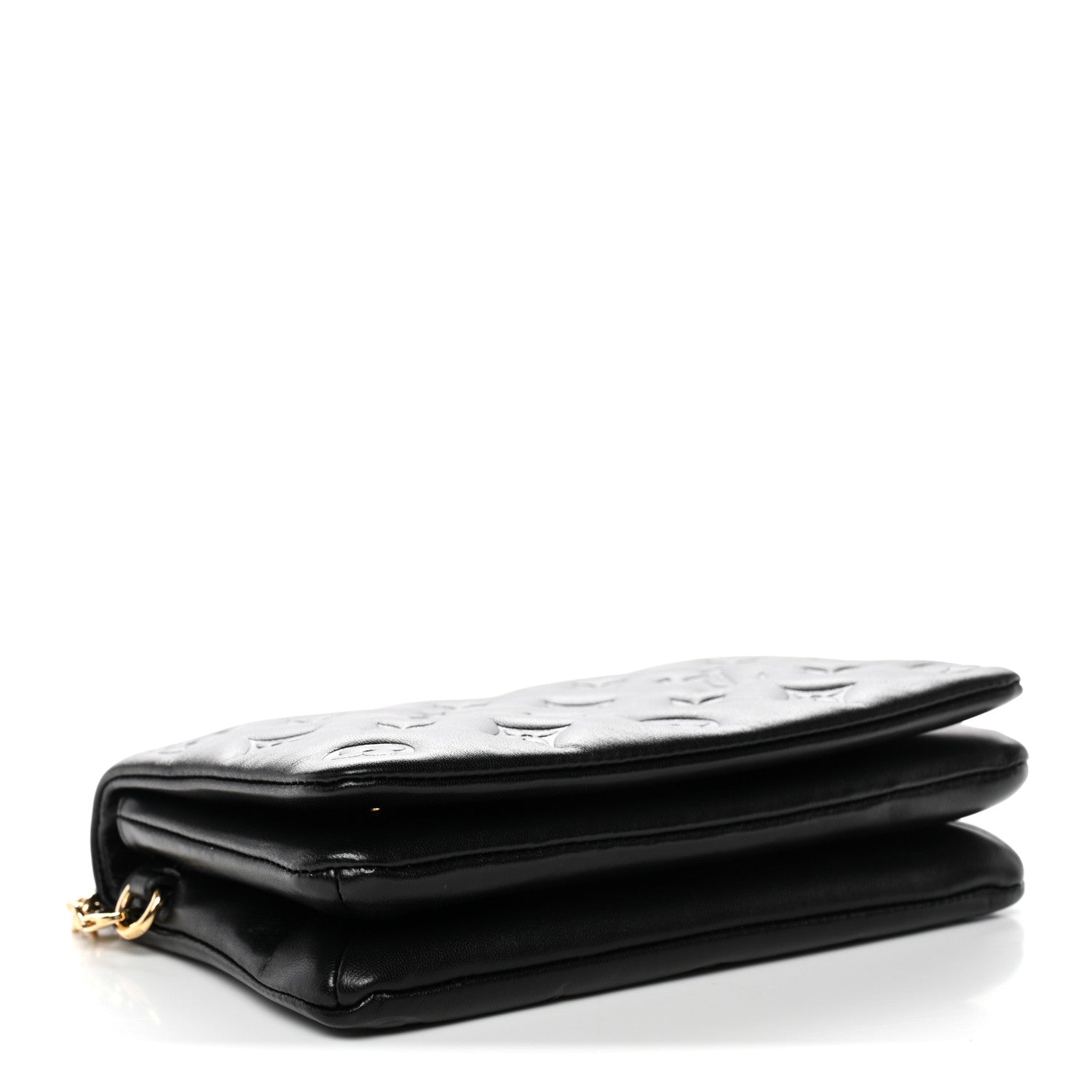 Louis Vuitton Lambskin Embossed Monogram Pochette Coussin Black