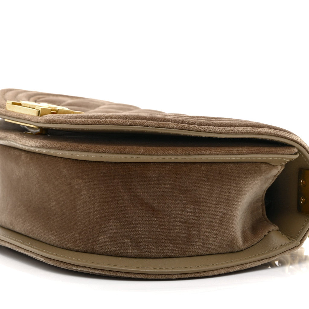 Chanel Velvet Quilted Small Boy Messenger Bag Beige