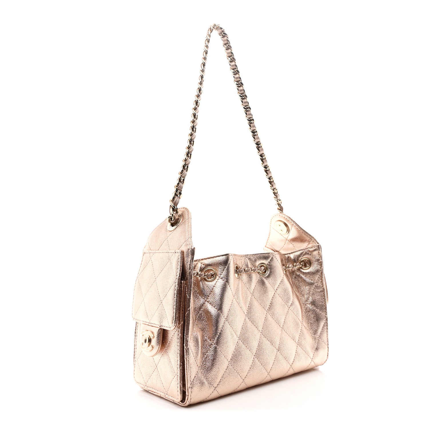 Chanel Metallic Caviar Quilted Mini Chanel 25 Handbag Copper