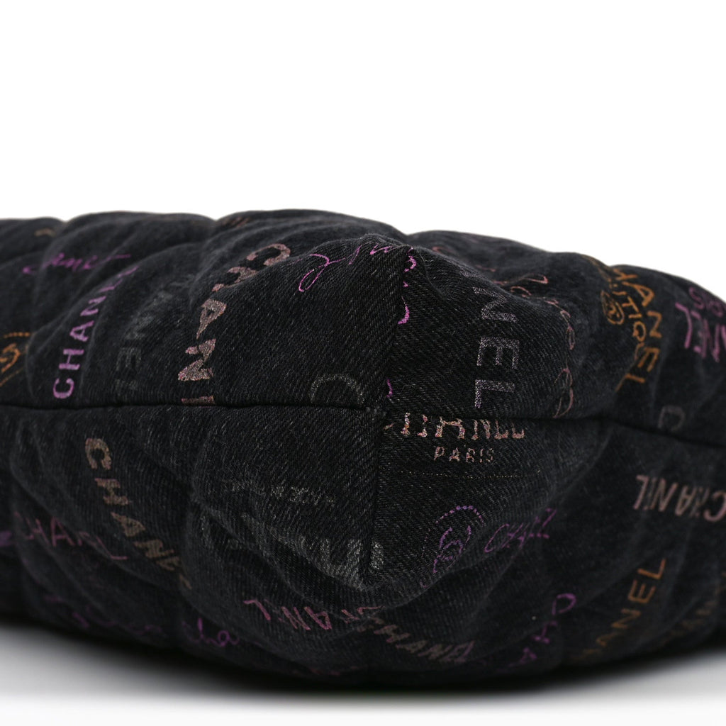 Chanel Denim Quilted Denim Mood Maxi Shopping Bag Black Multicolor