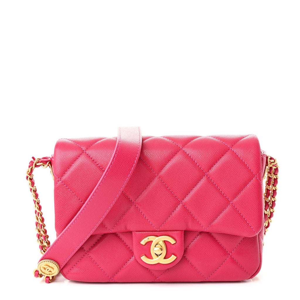 Chanel Caviar Quilted Small Twist Your Buttons Flap Fuchsia