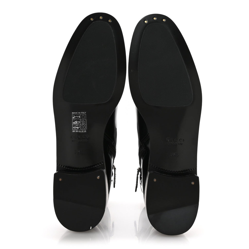 Gucci Brushed Calfskin Michelangelo Slim Horsebit Ankle Boots 39.5 Black