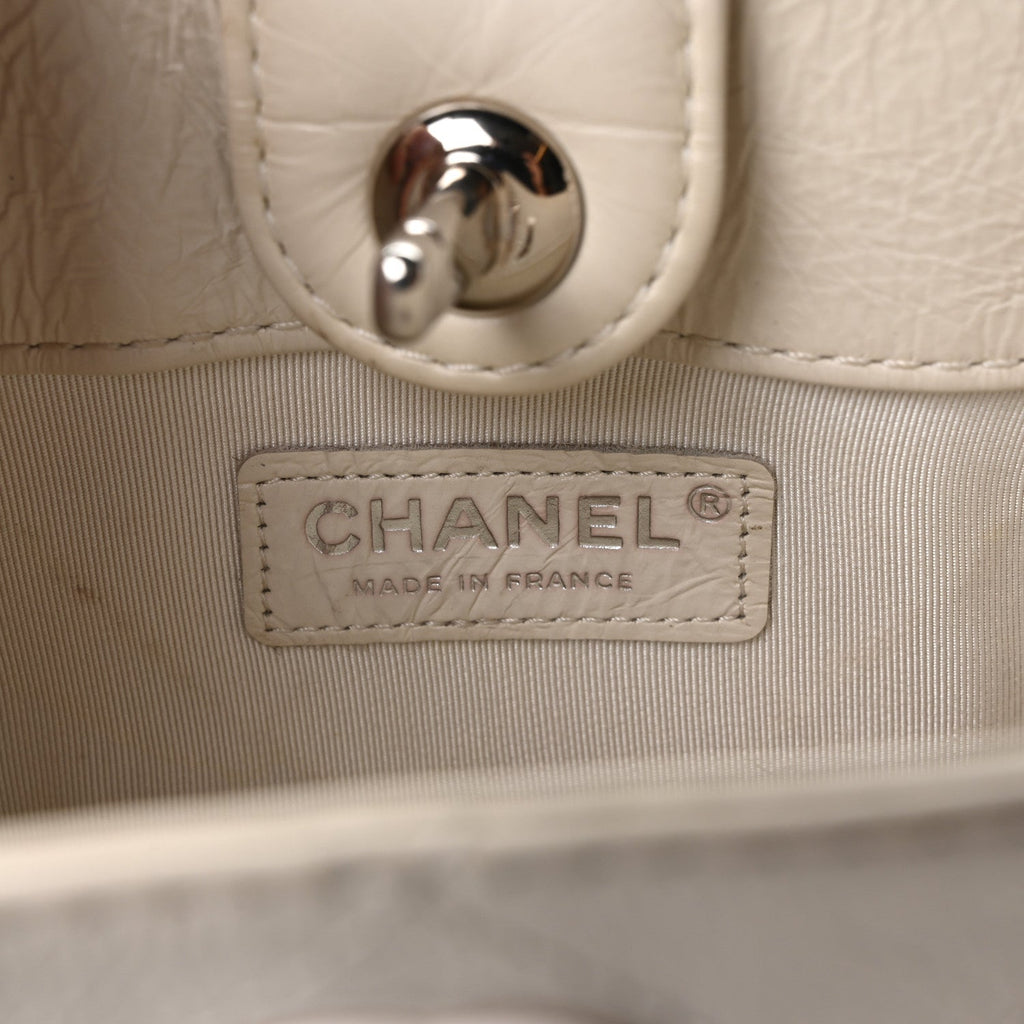 Chanel Crumpled Calfskin Bucket Bag White