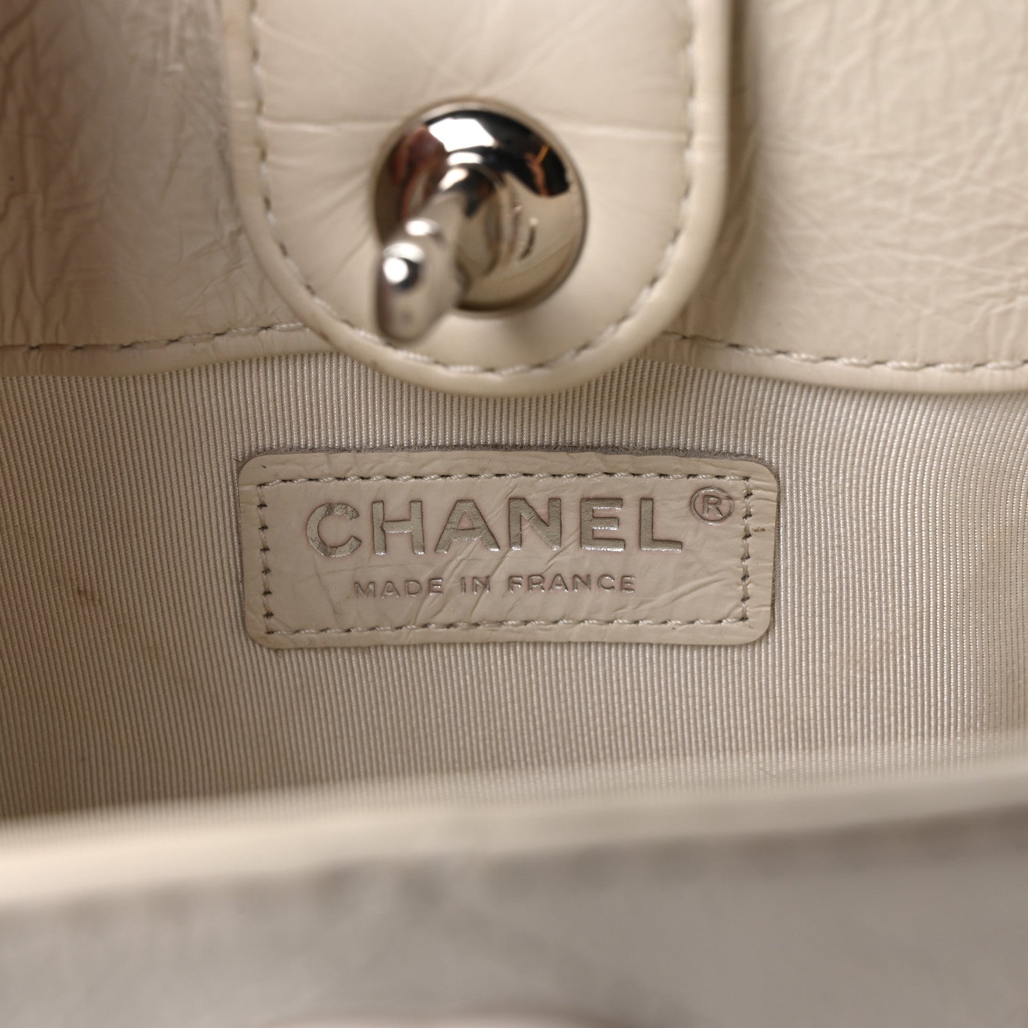Chanel Crumpled Calfskin Bucket Bag White