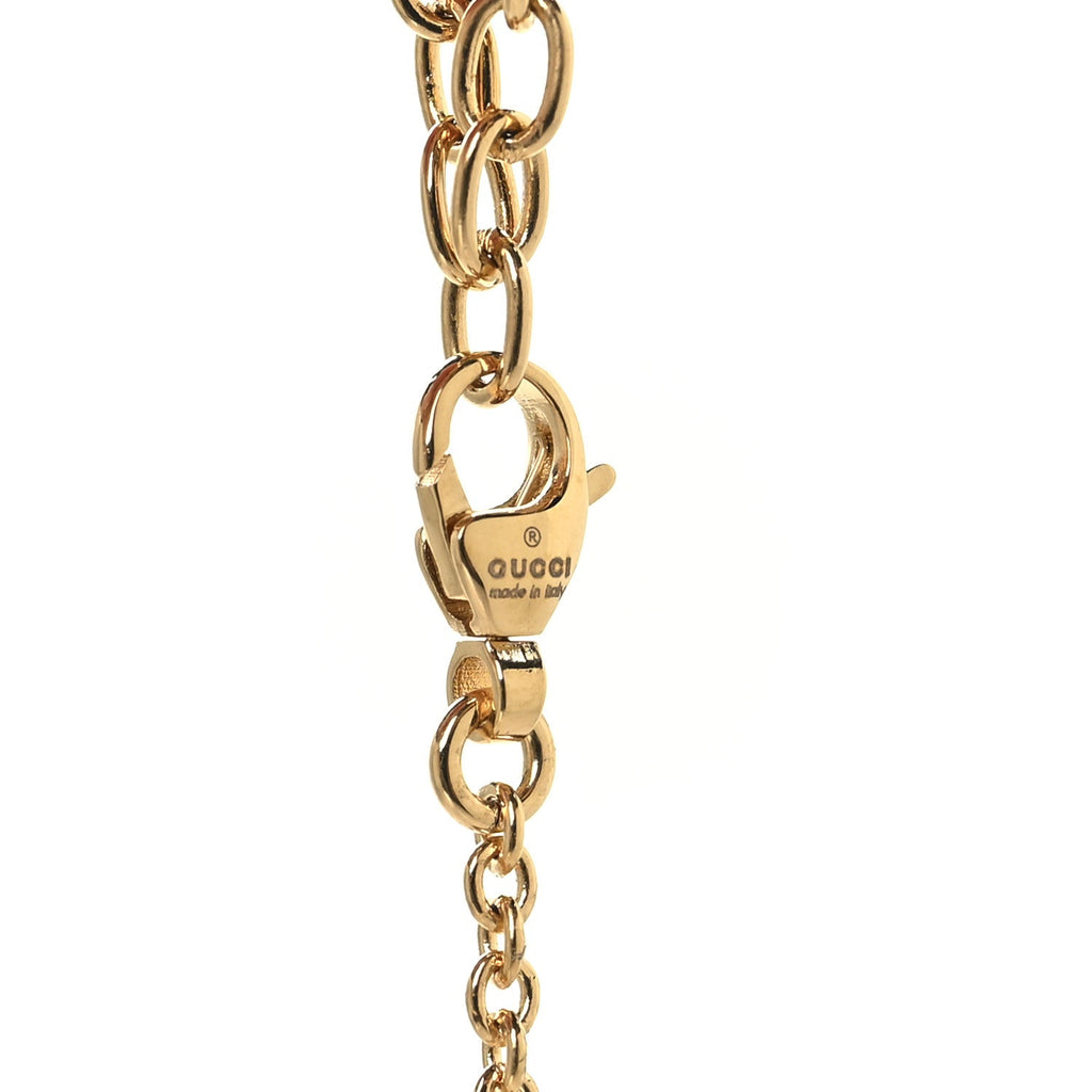 Gucci Crystal Script Necklace Gold
