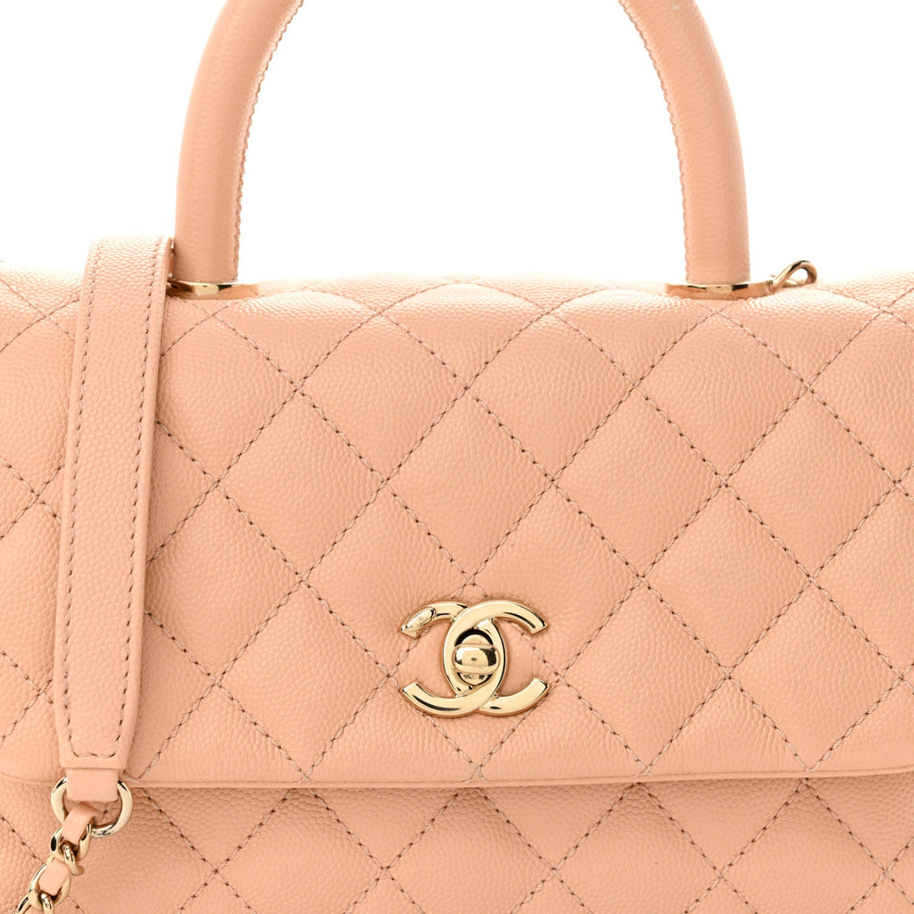 Chanel Caviar Quilted Mini Coco Handle Flap Light Pink