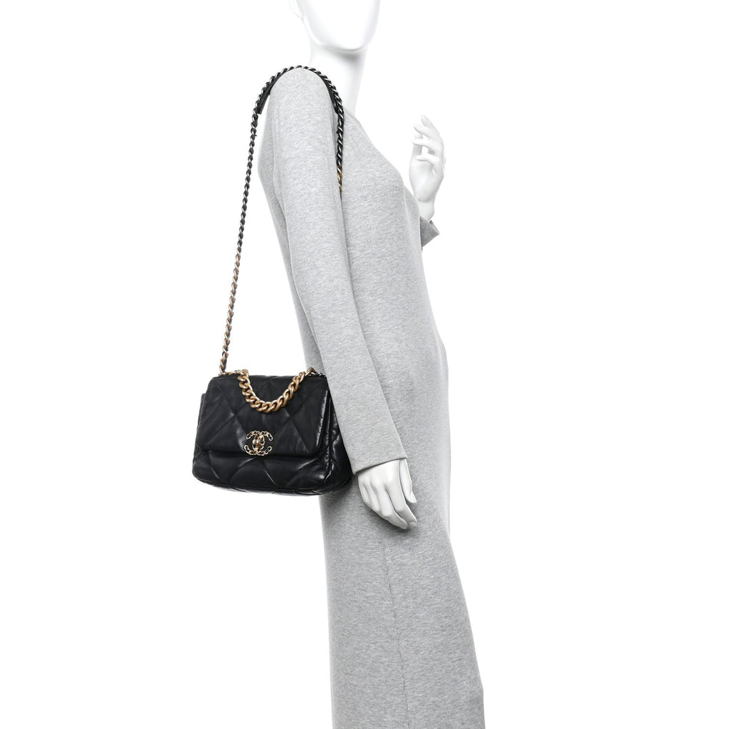 Chanel Lambskin Quilted Medium Chanel 19 Flap Black