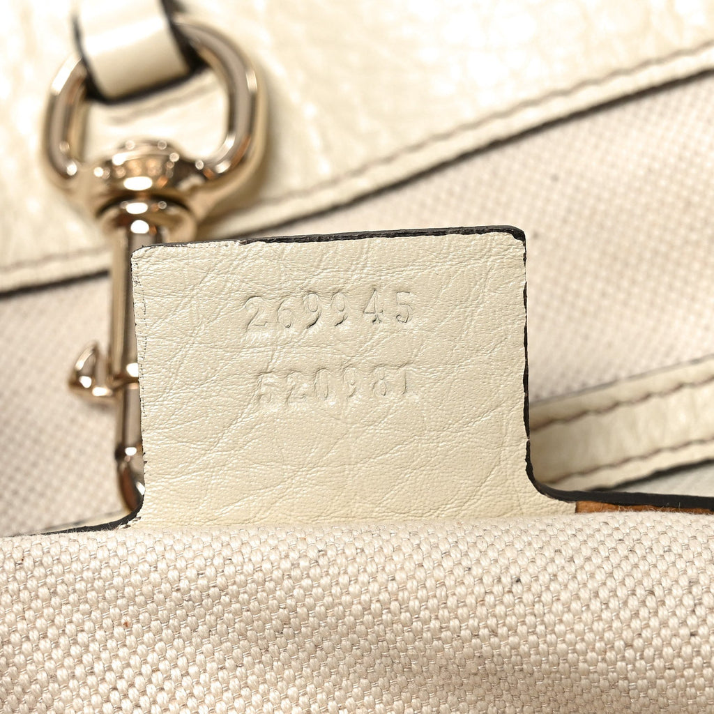 Gucci Pebbled Calfskin Medium Bella Tote Off White