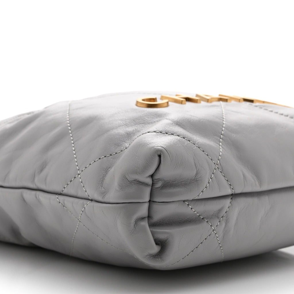 Chanel Shiny Calfskin Quilted Mini Chanel 22 Grey