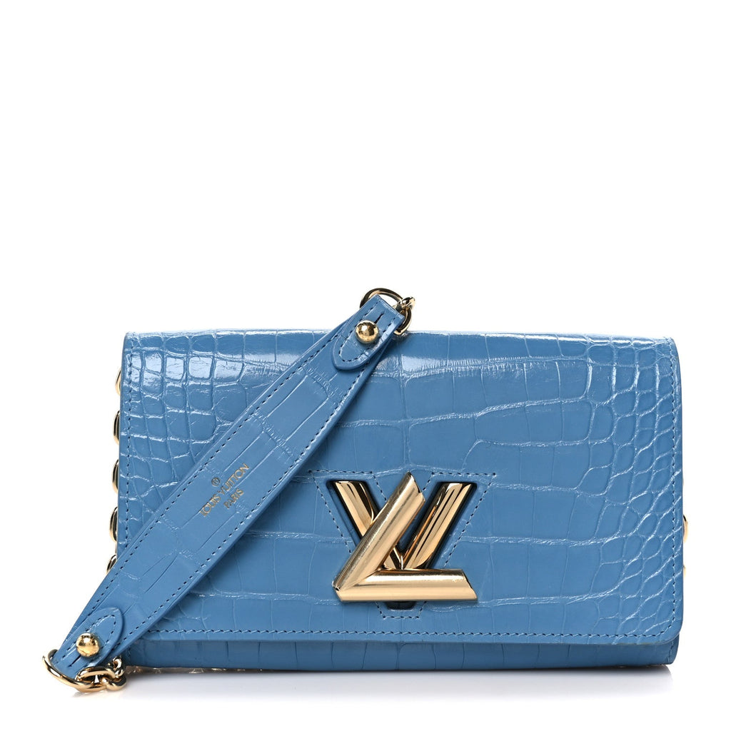 Louis Vuitton Crocodile Twist Chain Wallet Bleuet