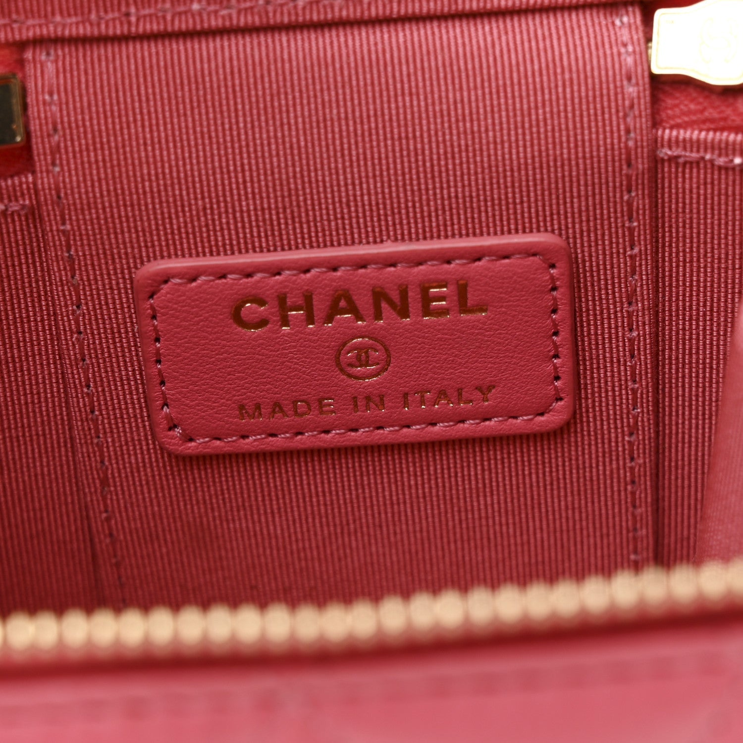 Chanel Lambskin Quilted Pearl Crush Mini Vanity Case With Chain Dark Pink