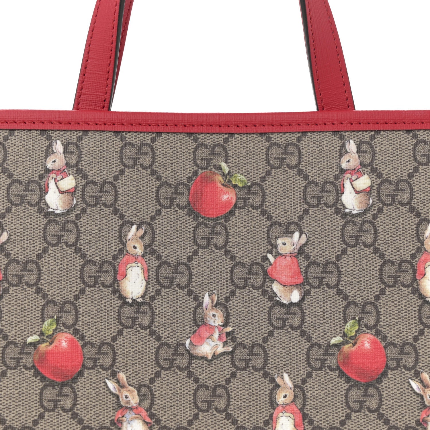 Gucci X Peter Rabbit GG Supreme Monogram Rabbit Apple Childrens Tote Beige Ebony Multicolor Bright Hibiscus